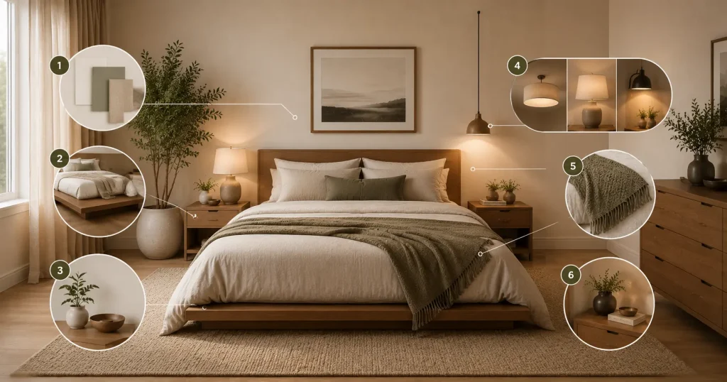 Minimalist Bedroom Checklist – Quick Design Guide Minimalist bedroom design checklist covering color, furniture, lighting, and texture essentials