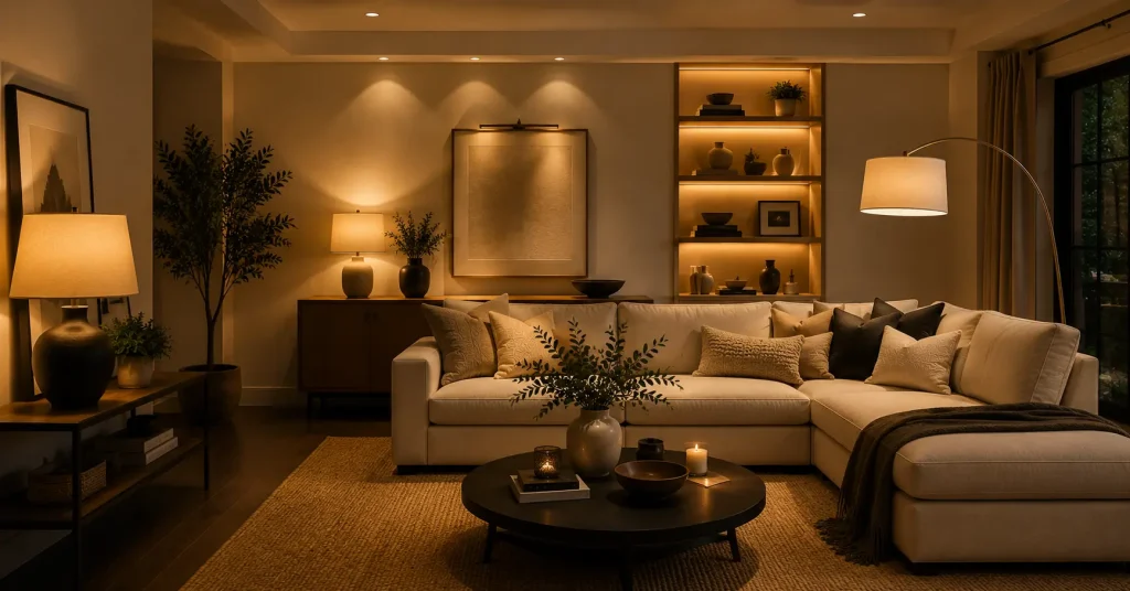 Upgrade Your Lighting — the Single Biggest Change You Can Make Warm layered lighting setup with lamps in a cozy living room