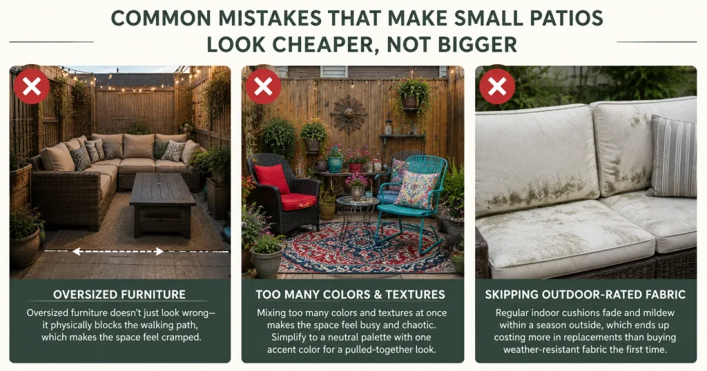 common-small-patio-decorating-mistakes.webp oversized furniture cluttering a small patio