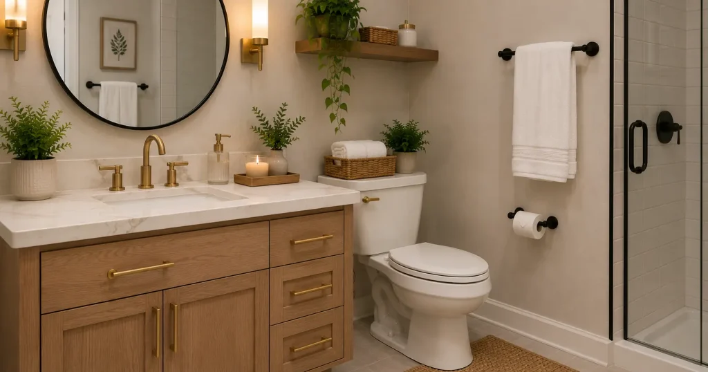 hardware-bathroom-budget-decor.webp	matte black hardware budget-friendly bathroom decor idea