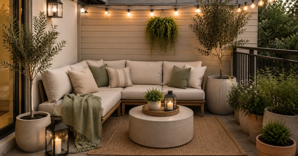 neutral-color-palette-patio-cushions.webp neutral and terracotta outdoor cushions small patio
