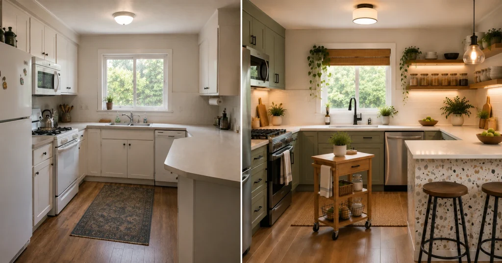 real-kitchen-makeover-after.webp Real small kitchen after a $311 budget decor makeover