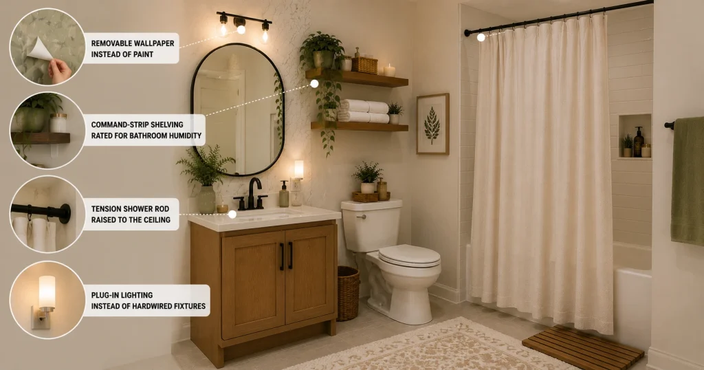 renter-friendly budget-friendly bathroom decor ideas