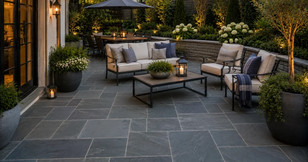 Bluestone patio tiles flooring idea