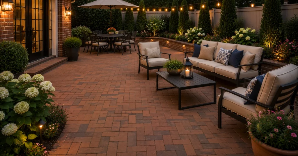Brick paver patio flooring idea