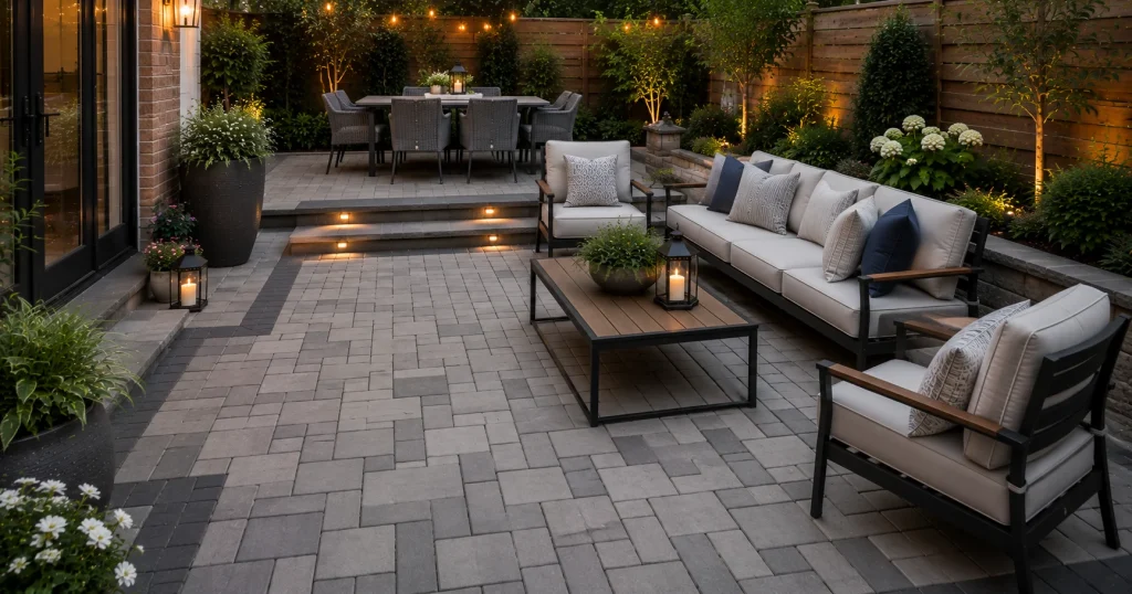Concrete pavers patio flooring idea