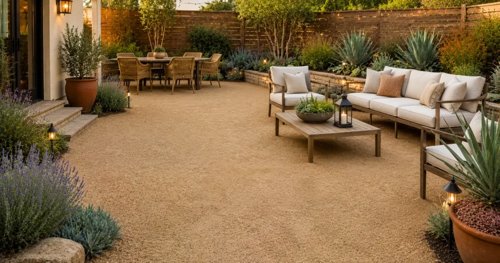 Decomposed granite patio flooring idea