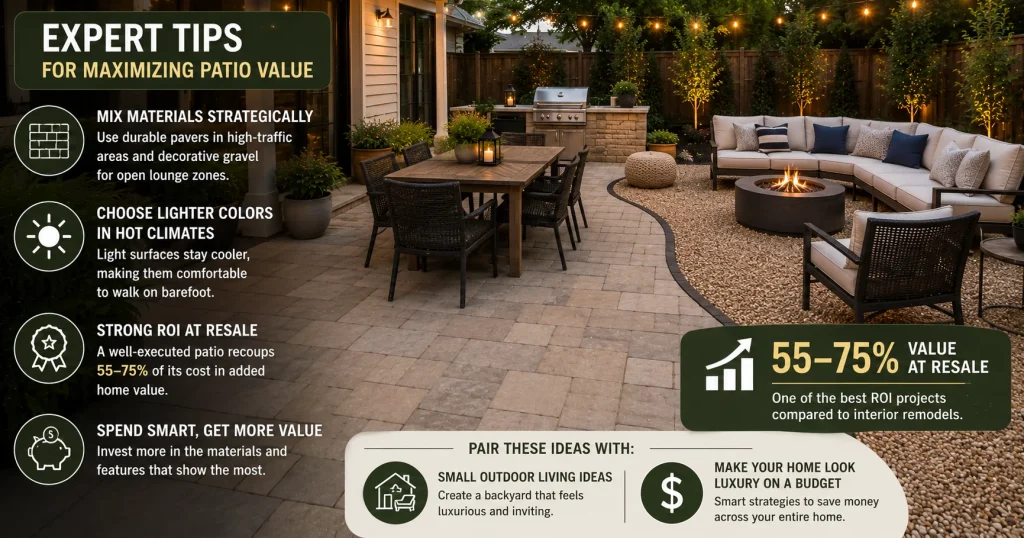 Mixed material patio showing expert patio flooring ideas tips