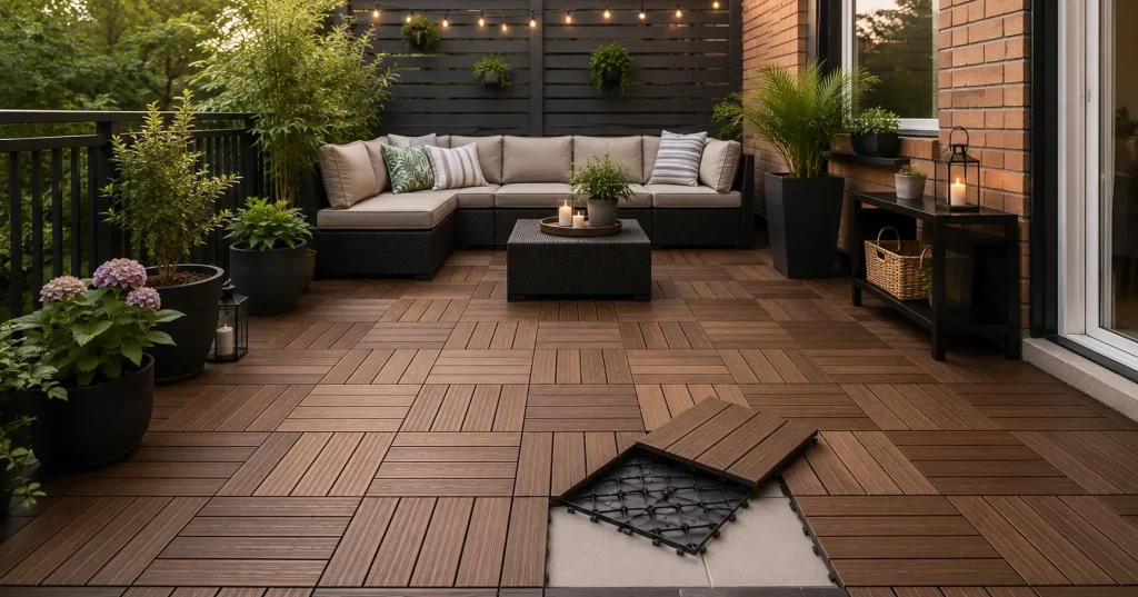 Interlocking deck tiles patio flooring idea