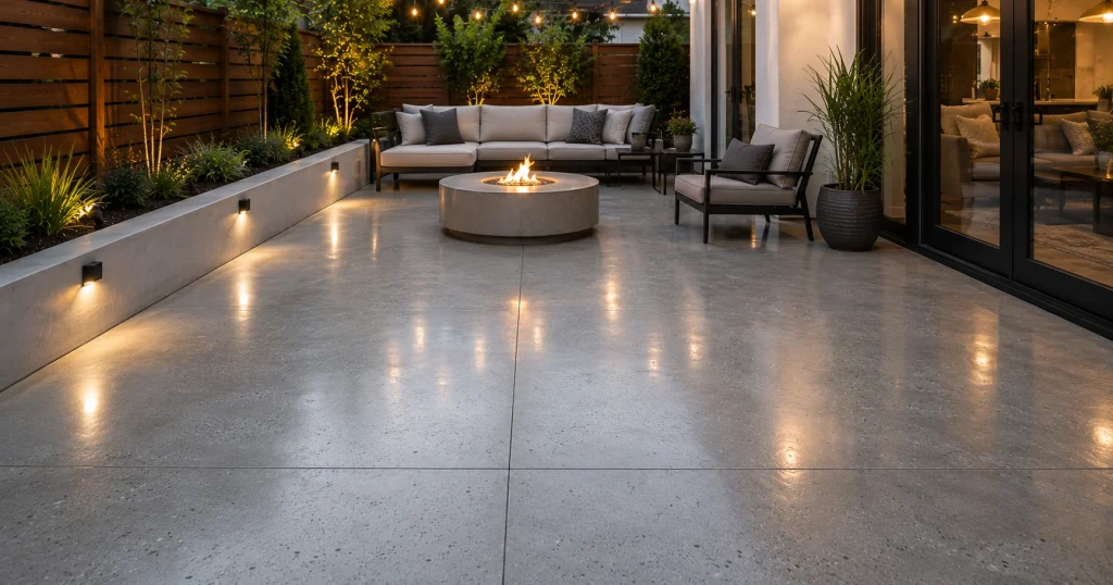 Polished concrete patio flooring idea