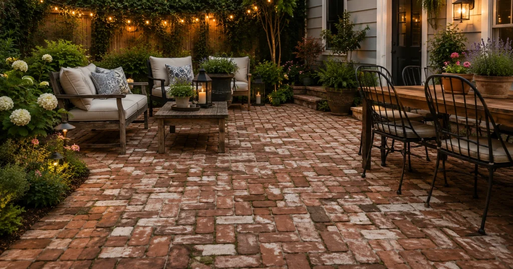 Reclaimed brick patio flooring idea