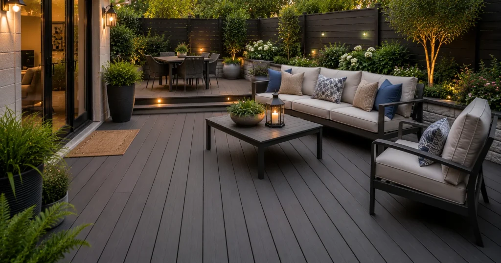 Recycled plastic decking patio flooring idea
