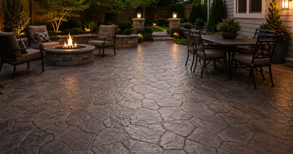 Stamped concrete patio flooring idea