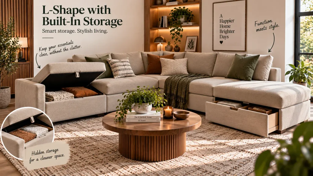 l-shape-corner-sofa-design-storage-chaise L shape corner sofa design with lift-up storage chaise