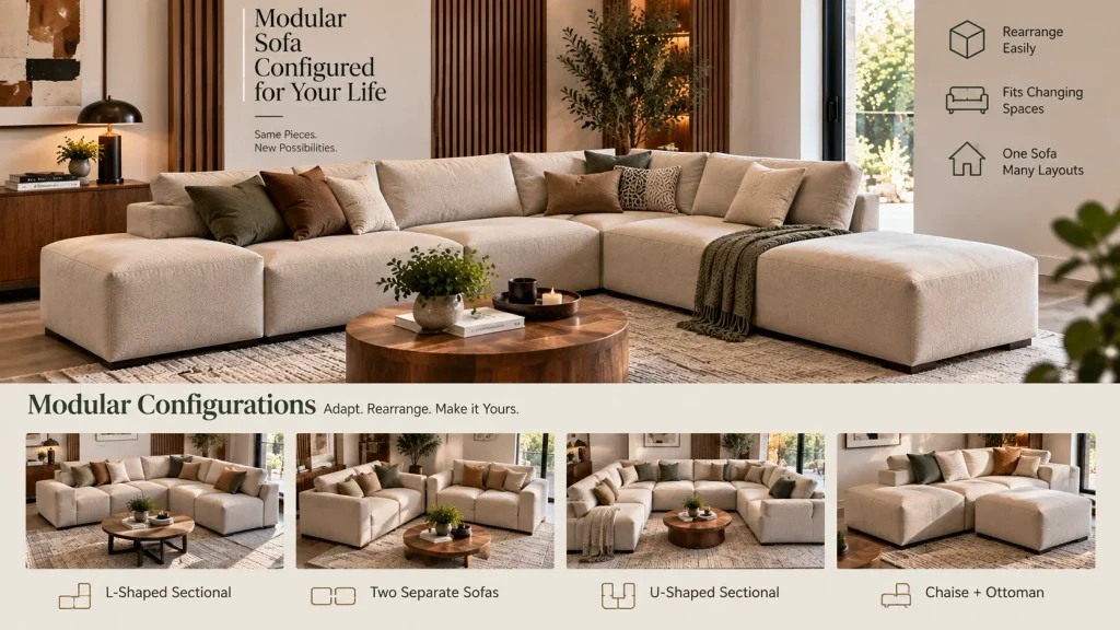 modular-corner-sofa-design-sectional Modular corner sofa design rearranged into separate loveseats