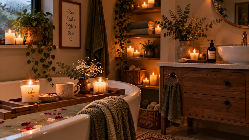unscented-candles-cozy-bathroom-vanity Unscented candles on cozy bathroom aesthetic vanity